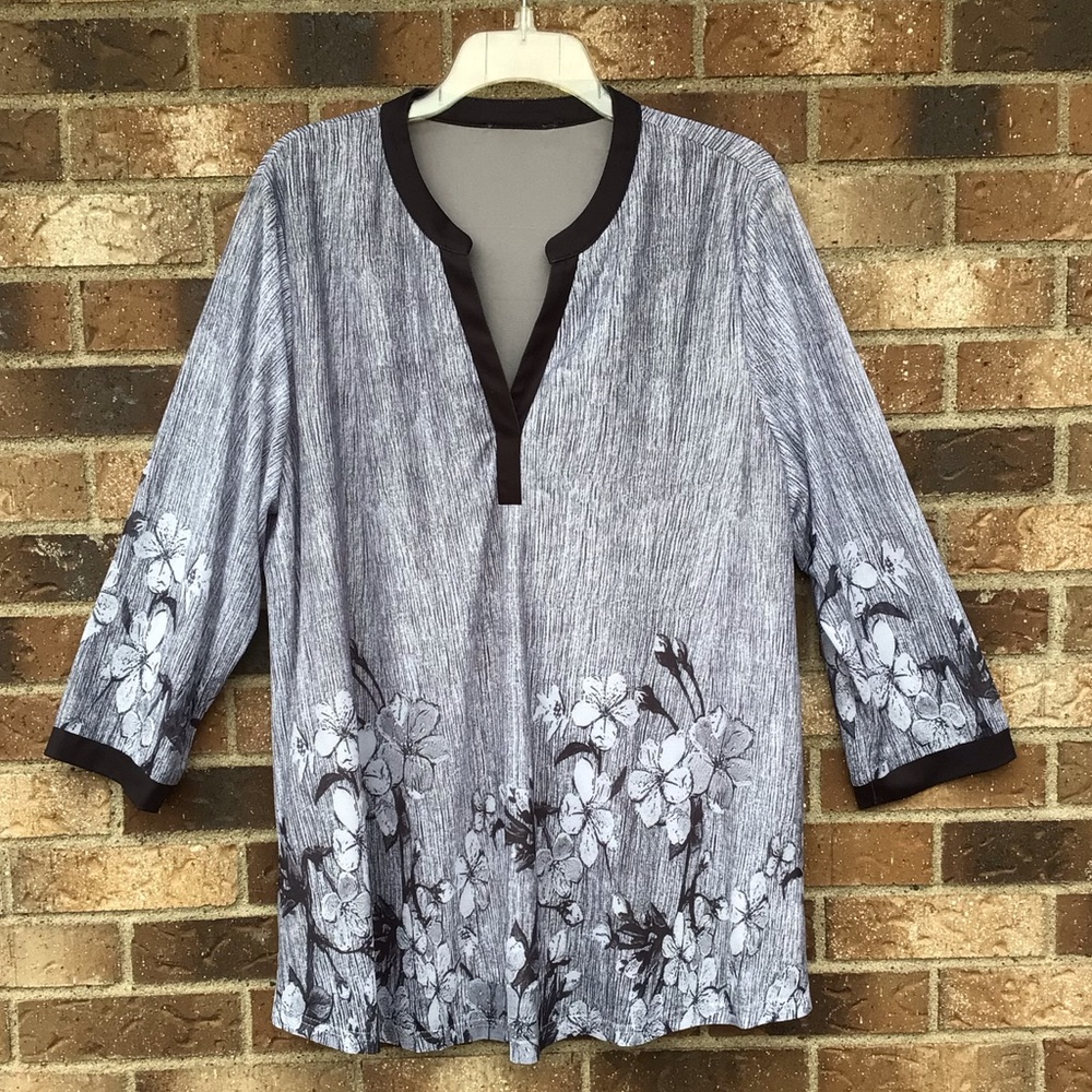 Timeson Gray V-Neck Top